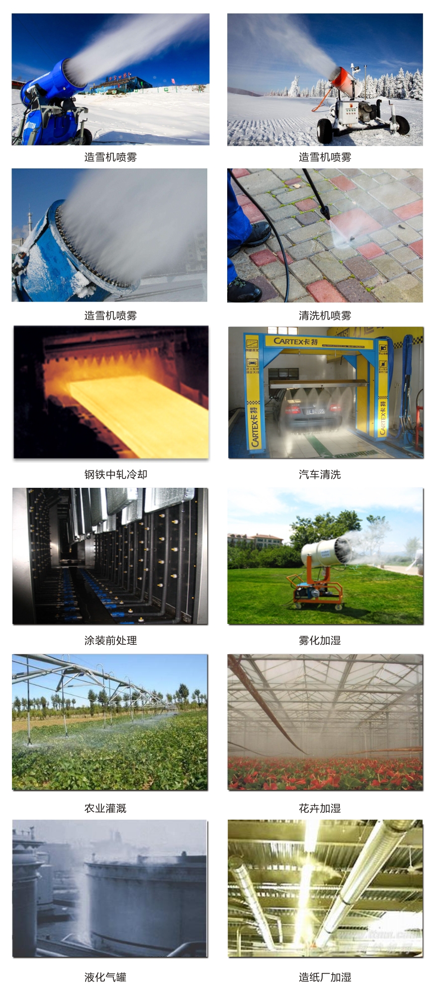 噴嘴應用範圍 噴嘴應用領域 噴嘴應用 造雪噴嘴 噴嘴解決方案
